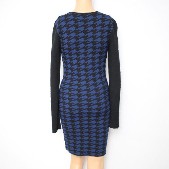 NEW Torn by Ronny Kobo Blue Black Long Sleeve Sweater Dress M - Picture 7 of 11